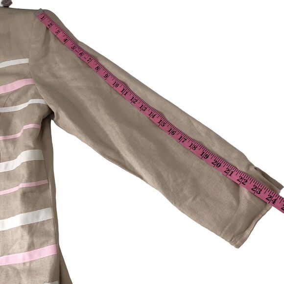 Mary McFadden Vintage Jacket Beige Pink Linen Blend Zip Front Size 10 - Picture 11 of 12